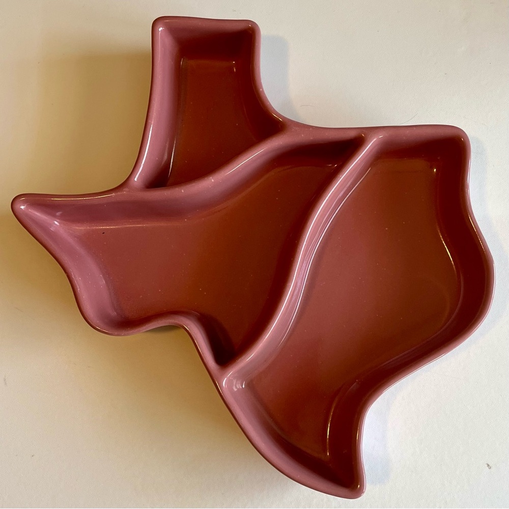 Vintage Frankoma Pottery Rose 'Texas' Divided Serving Platter 11.75x11.75x1.75”